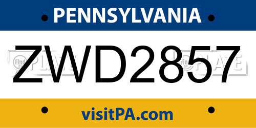 ZWD2857 Pennsylvania License Plate