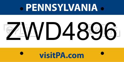 ZWD4896 Pennsylvania License Plate