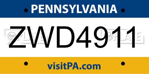 ZWD4911 Pennsylvania License Plate