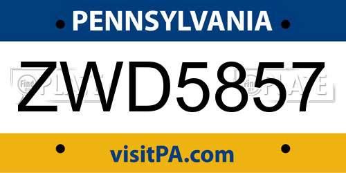 ZWD5857 Pennsylvania License Plate