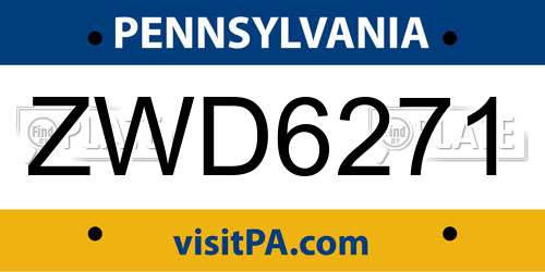 ZWD6271 Pennsylvania License Plate