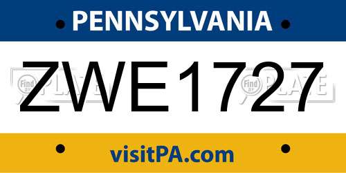 ZWE1727 Pennsylvania License Plate