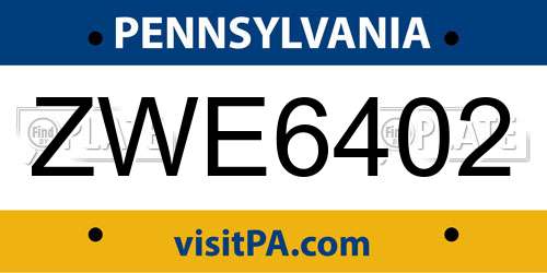 ZWE6402 Pennsylvania License Plate