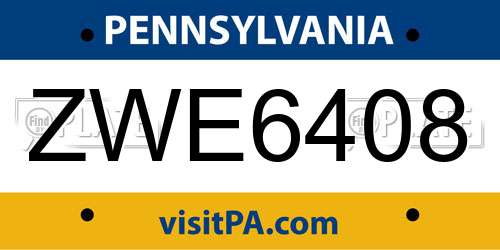 ZWE6408 Pennsylvania License Plate