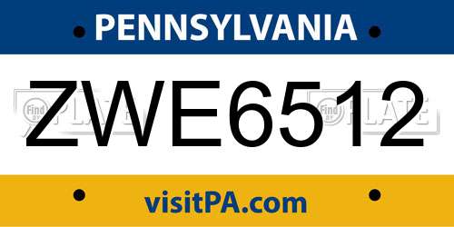 ZWE6512 Pennsylvania License Plate