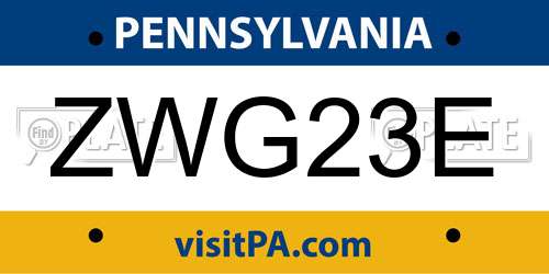 ZWG23E Pennsylvania License Plate