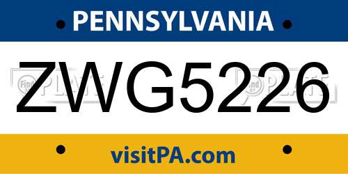 ZWG5226 Pennsylvania License Plate