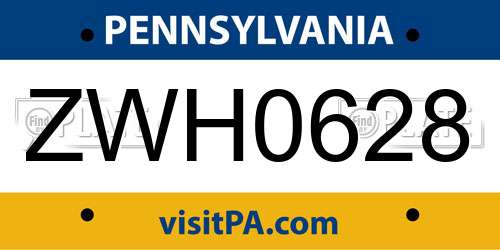 ZWH0628 Pennsylvania License Plate