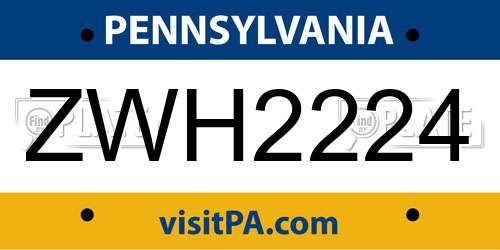 ZWH2224 Pennsylvania License Plate