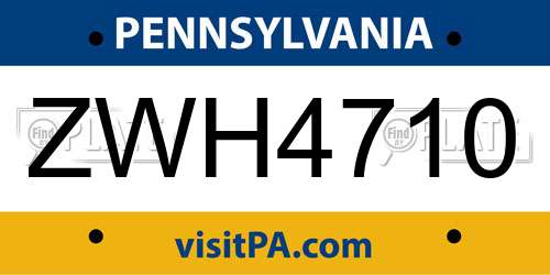 ZWH4710 Pennsylvania License Plate