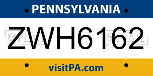 ZWH6162 Pennsylvania License Plate