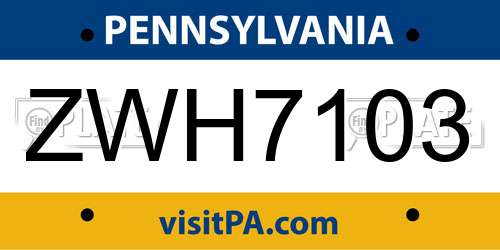 ZWH7103 Pennsylvania License Plate