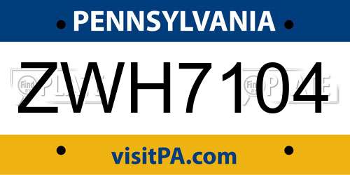 ZWH7104 Pennsylvania License Plate