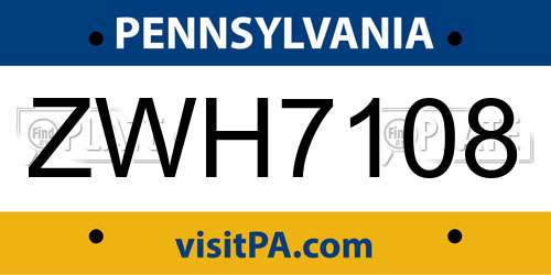 ZWH7108 Pennsylvania License Plate