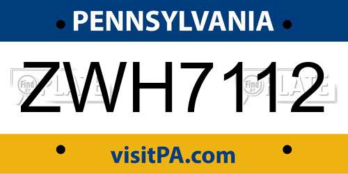 ZWH7112 Pennsylvania License Plate