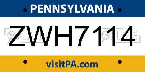 ZWH7114 Pennsylvania License Plate