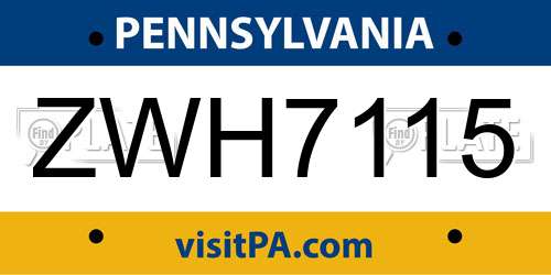 ZWH7115 Pennsylvania License Plate