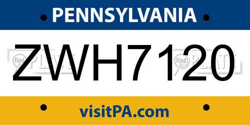 ZWH7120 Pennsylvania License Plate