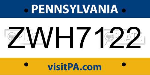 ZWH7122 Pennsylvania License Plate