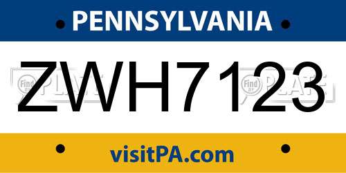 ZWH7123 Pennsylvania License Plate