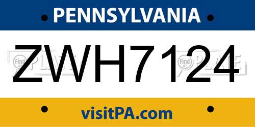 ZWH7124 Pennsylvania License Plate