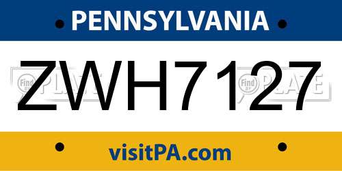 ZWH7127 Pennsylvania License Plate