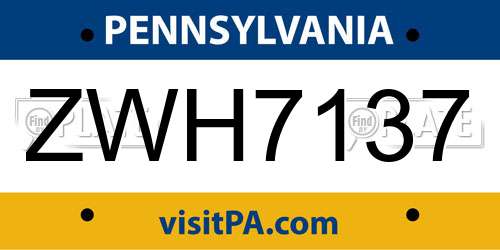 ZWH7137 Pennsylvania License Plate