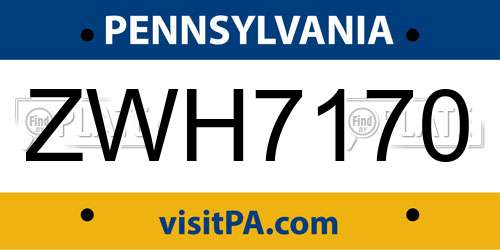ZWH7170 Pennsylvania License Plate