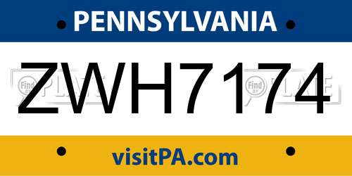 ZWH7174 Pennsylvania License Plate