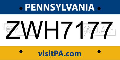 ZWH7177 Pennsylvania License Plate
