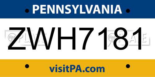 ZWH7181 Pennsylvania License Plate