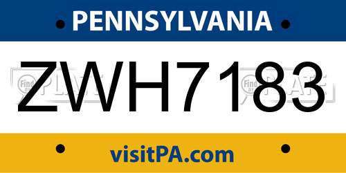 ZWH7183 Pennsylvania License Plate