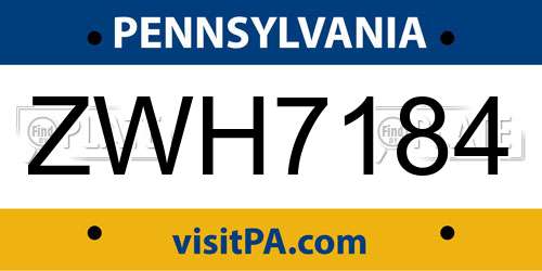 ZWH7184 Pennsylvania License Plate