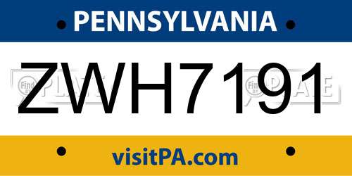 ZWH7191 Pennsylvania License Plate