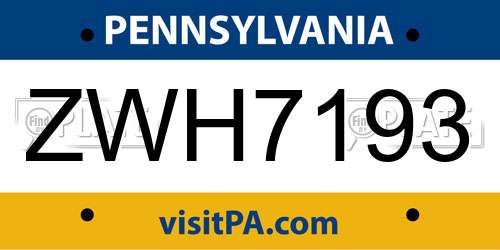 ZWH7193 Pennsylvania License Plate