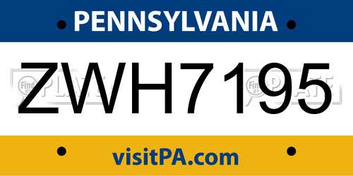 ZWH7195 Pennsylvania License Plate
