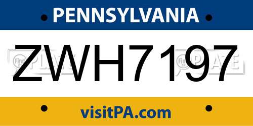 ZWH7197 Pennsylvania License Plate