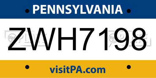 ZWH7198 Pennsylvania License Plate
