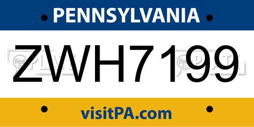 ZWH7199 Pennsylvania License Plate