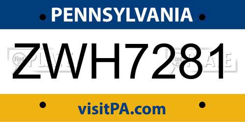 ZWH7281 Pennsylvania License Plate