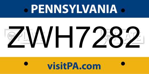 ZWH7282 Pennsylvania License Plate