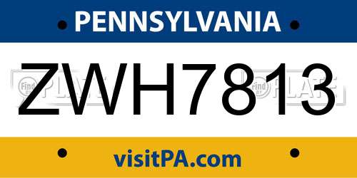 ZWH7813 Pennsylvania License Plate