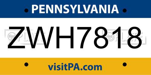 ZWH7818 Pennsylvania License Plate