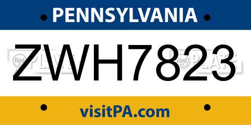 ZWH7823 Pennsylvania License Plate