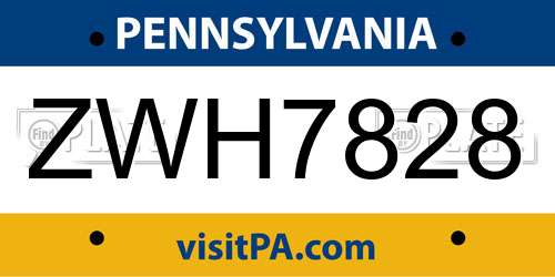 ZWH7828 Pennsylvania License Plate