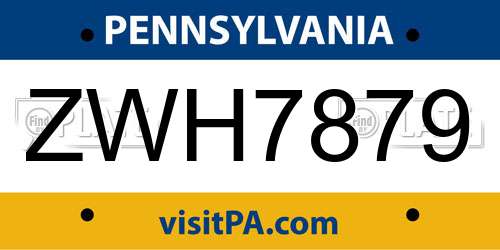 ZWH7879 Pennsylvania License Plate