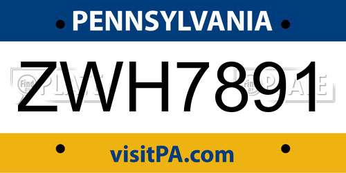 ZWH7891 Pennsylvania License Plate