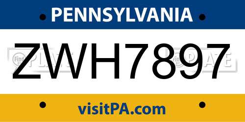 ZWH7897 Pennsylvania License Plate