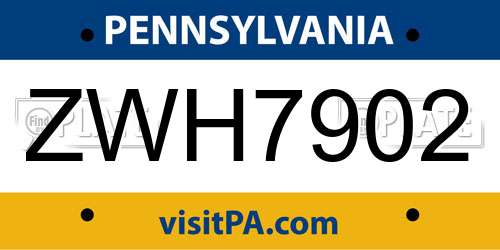 ZWH7902 Pennsylvania License Plate