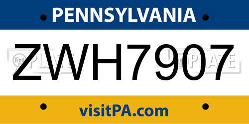ZWH7907 Pennsylvania License Plate